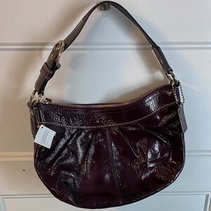Coach Patent Leather Hobo Bag in Plum